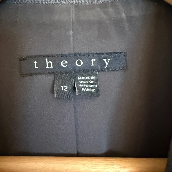 Theory Grey Wool Stretch Blazer Size 12 Tailored Career Jacket - Picture 2 of 5